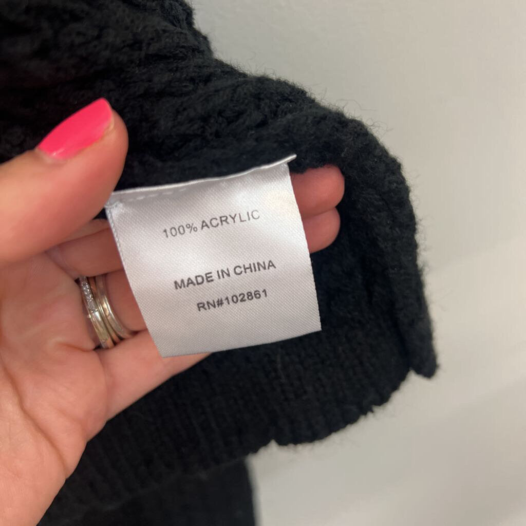 Adore Black Knit Pearl Embellished Edge Open Front Sweater Extra Large