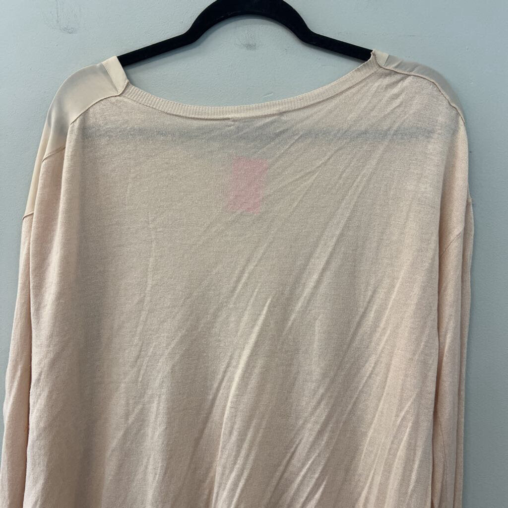 Vince Blush Long Sleeve Chiffon Front Top Large