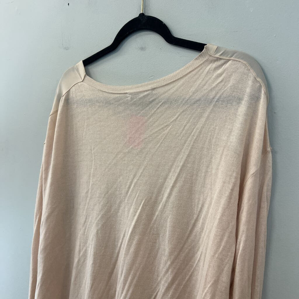 Vince Blush Long Sleeve Chiffon Front Top Large