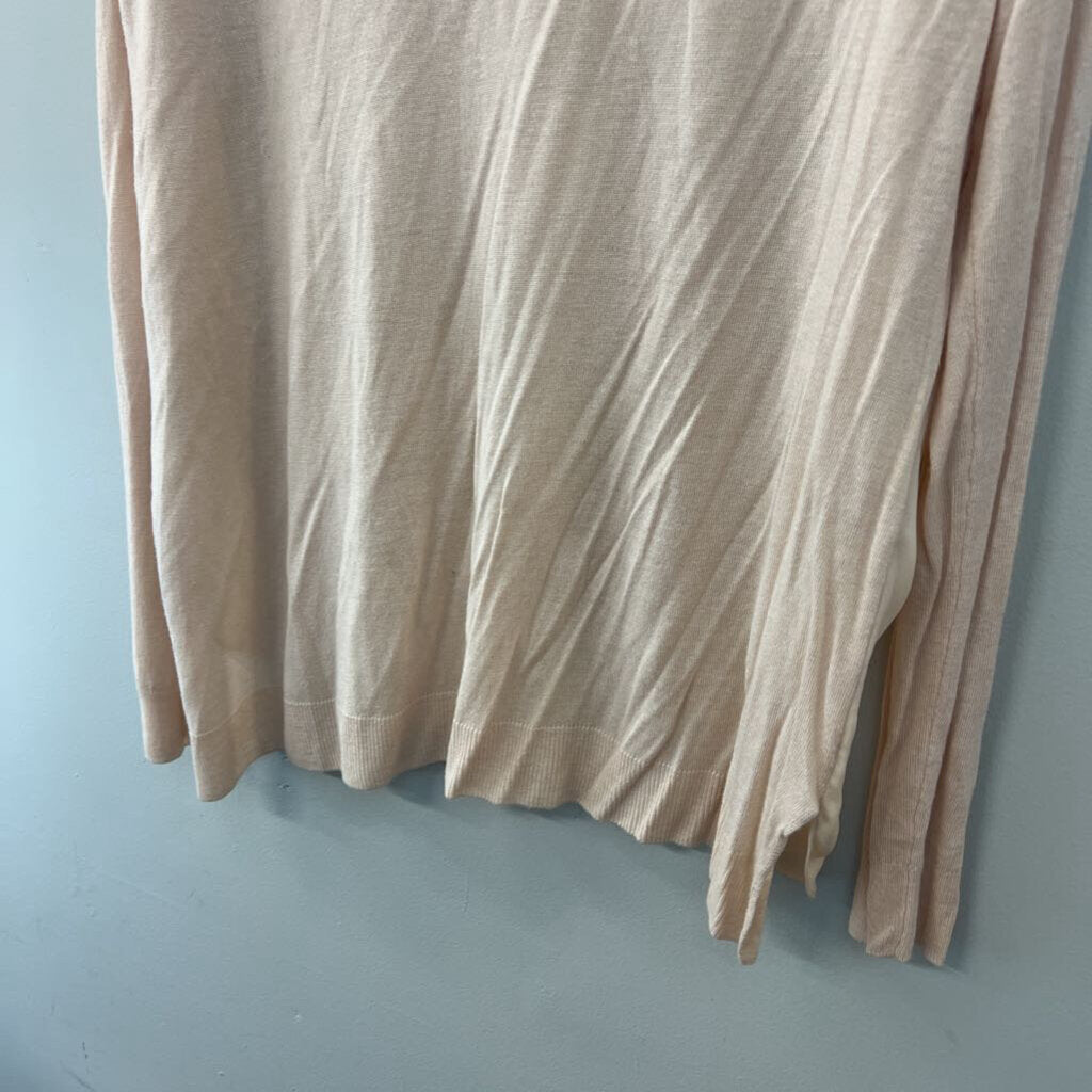 Vince Blush Long Sleeve Chiffon Front Top Large