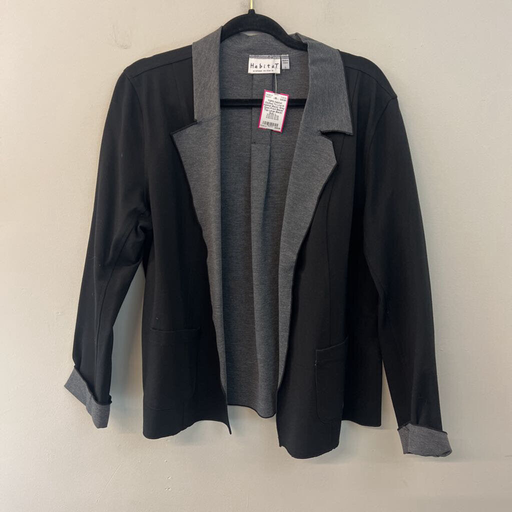 Habitat Black/ Grey Open Front Blazer Top Large