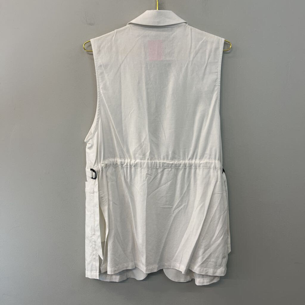 White Linen Blend Vest Top Large