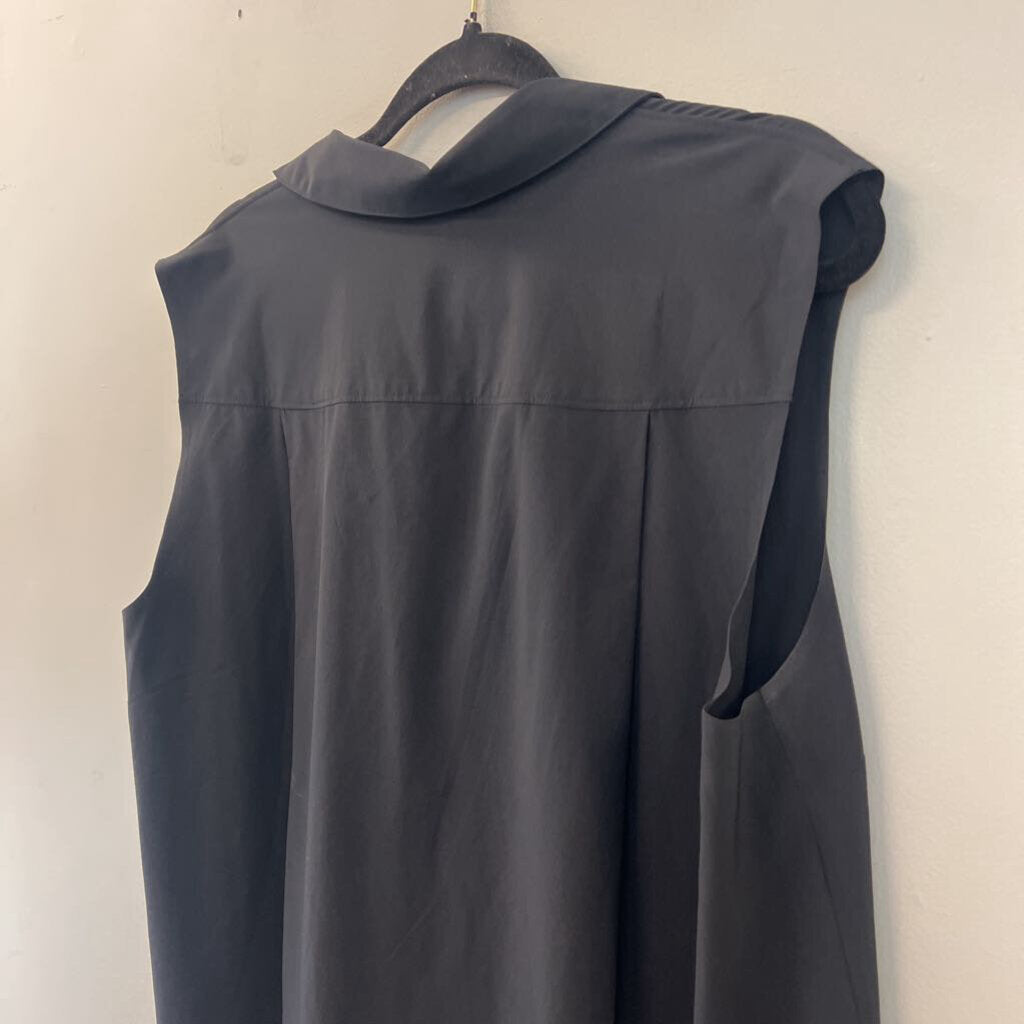 Athleta Black Sleeveless Button Down Top Large