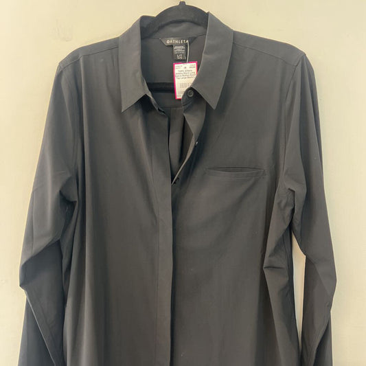 Athleta Black Long Sleeve Button Down Top Large