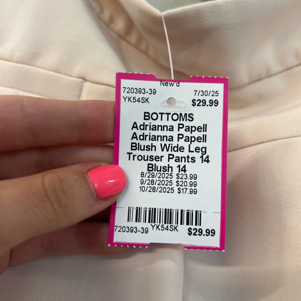 Adrianna Papell Blush Wide Leg Trouser Pants 14