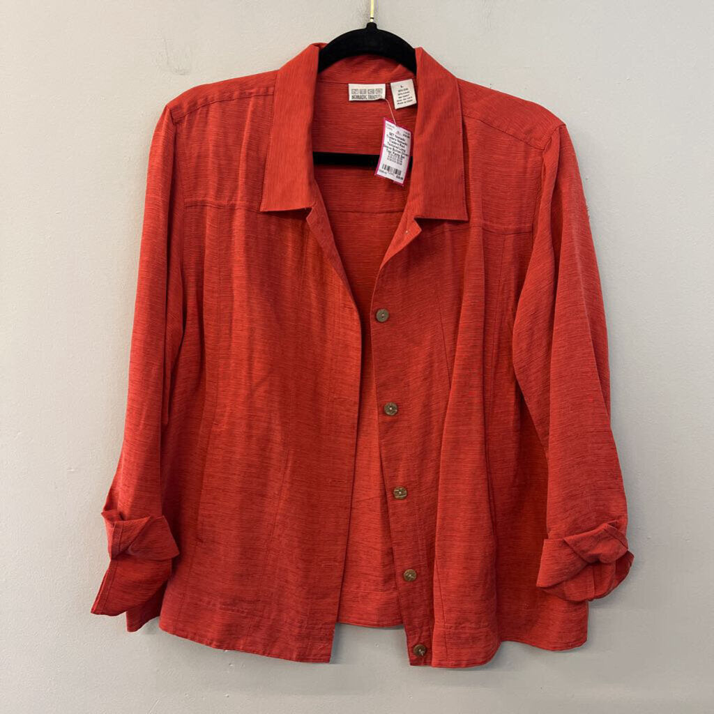 Nomadic Traders Red Textured Long Sleeve Button Down Top/ Pants Set Large