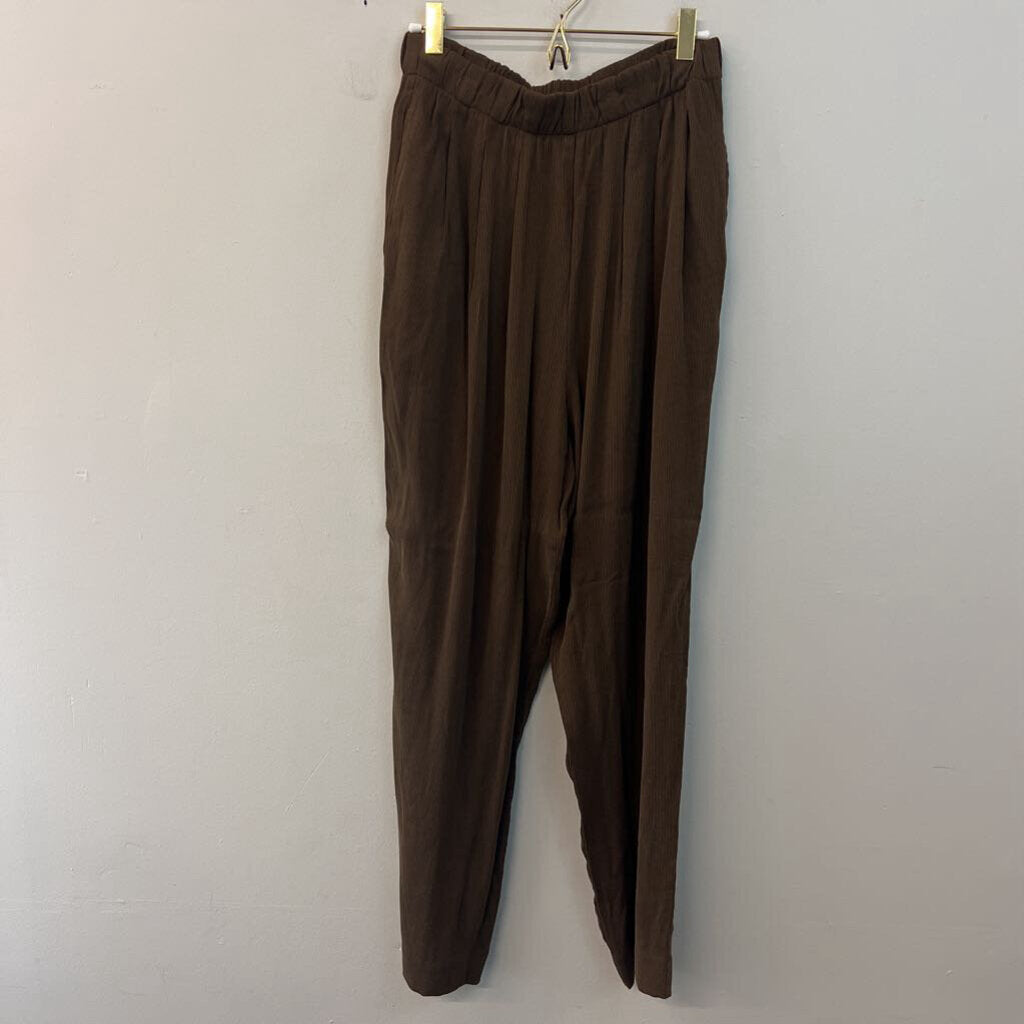 Eileen Fisher Brown Ribbed Long Sleeve Button Down/ Pants Set Medium