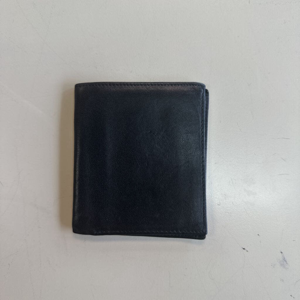 Black Leather Fold Over Small Wallet