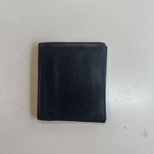 Black Leather Fold Over Small Wallet