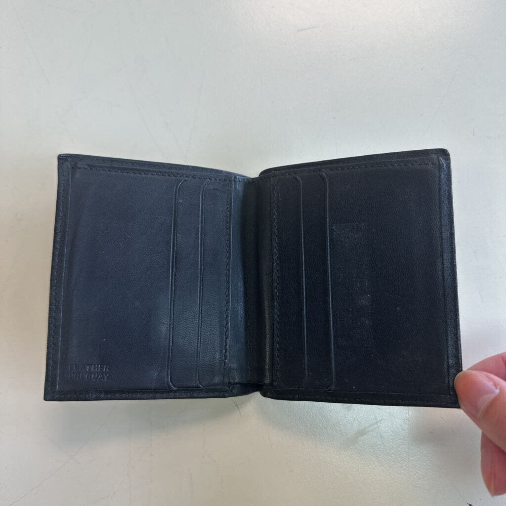 Black Leather Fold Over Small Wallet
