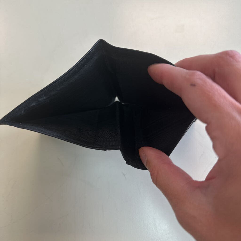 Black Leather Fold Over Small Wallet