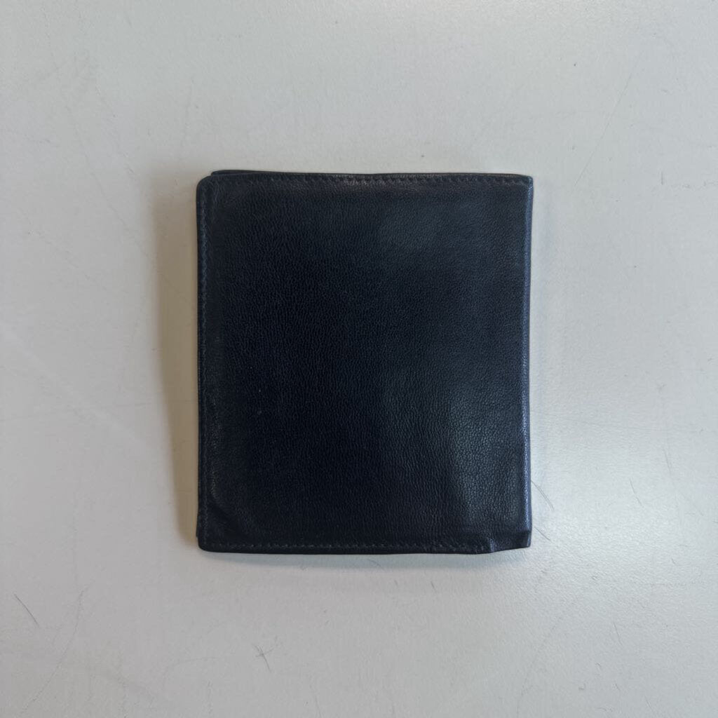 Black Leather Fold Over Small Wallet