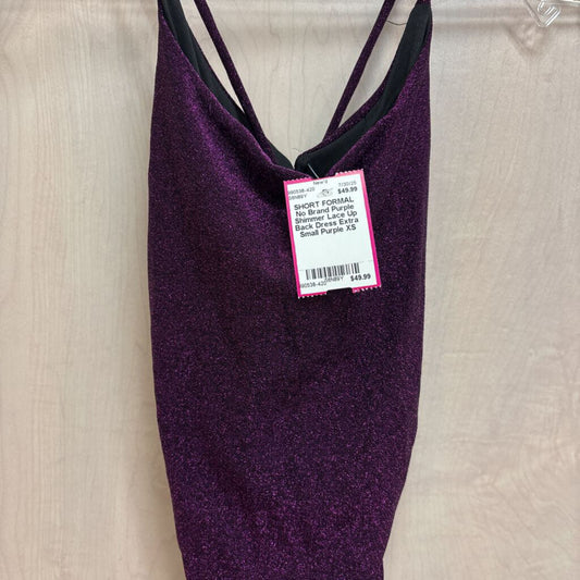 Purple Shimmer Lace Up Back Dress Extra Small