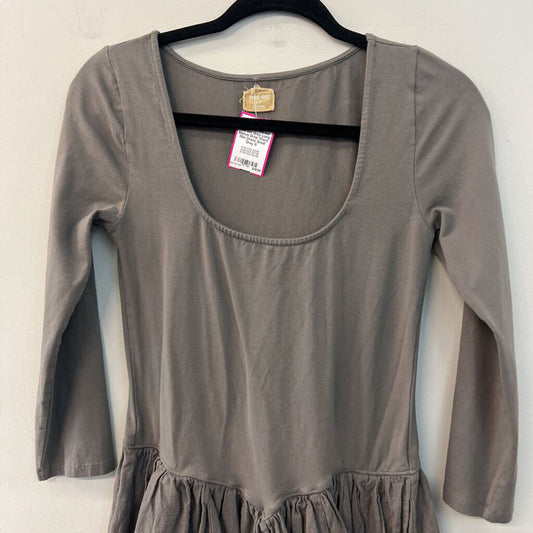 Free est Grey Long Sleeve Drop Waist Mini Dress Small