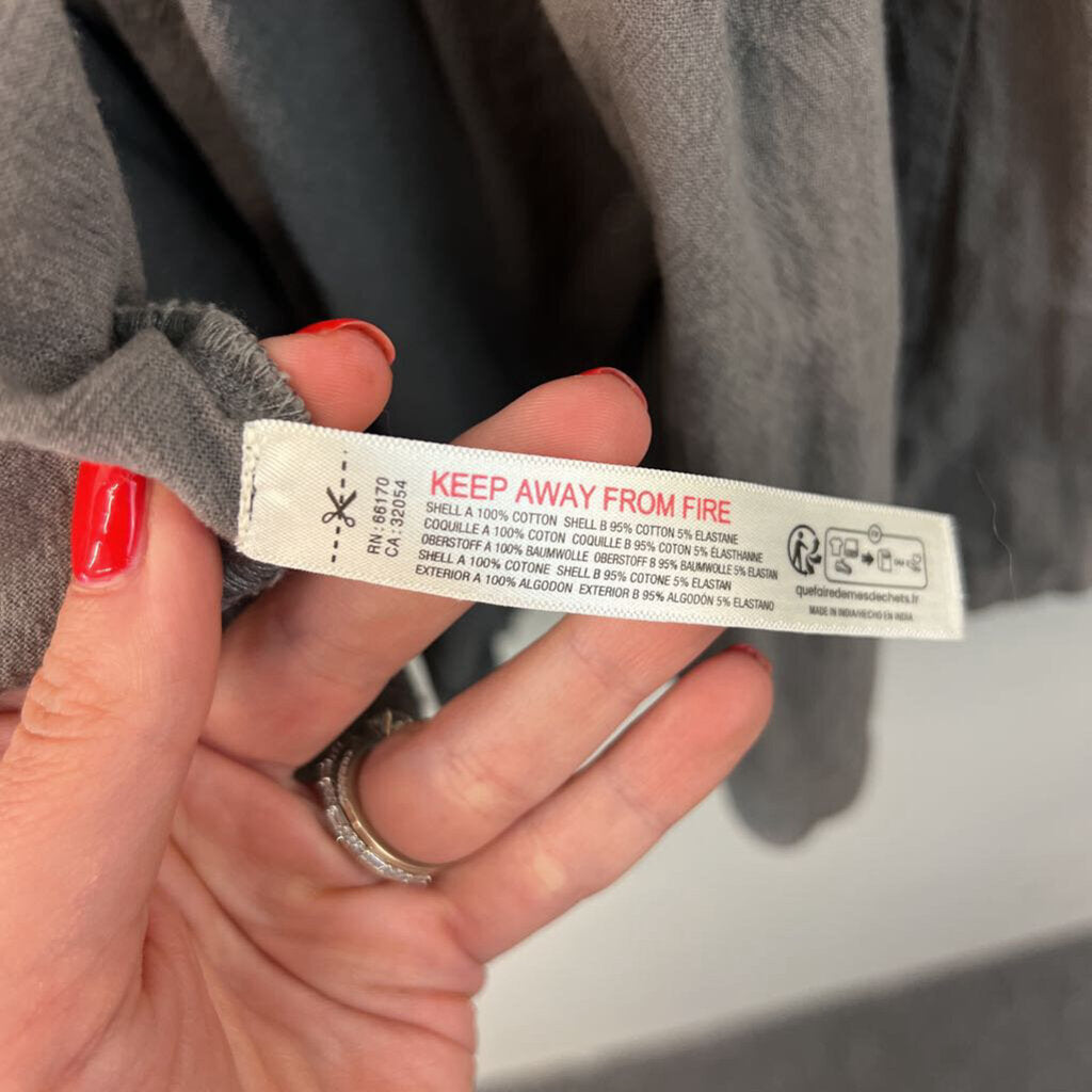 Free est Grey Long Sleeve Drop Waist Mini Dress Small