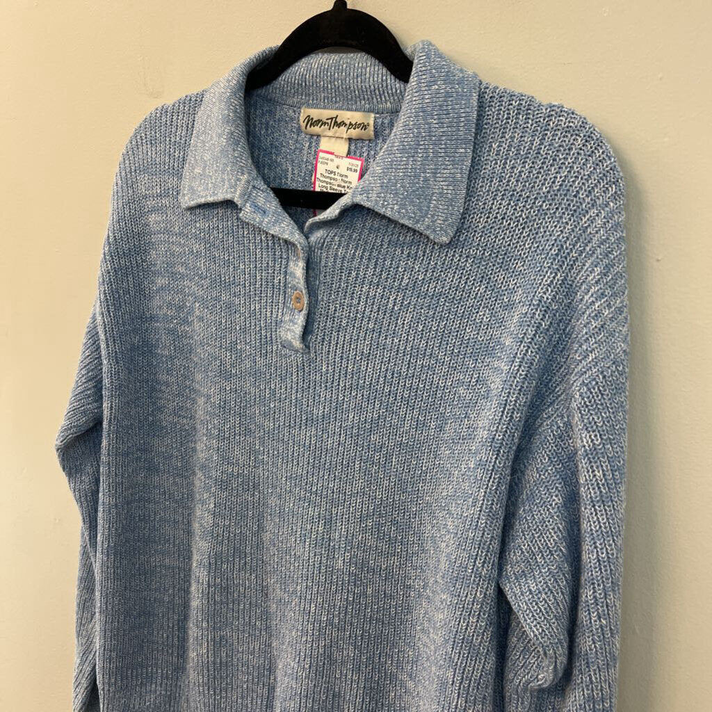 Norm Thompson Blue Knit Long Sleeve Top Medium