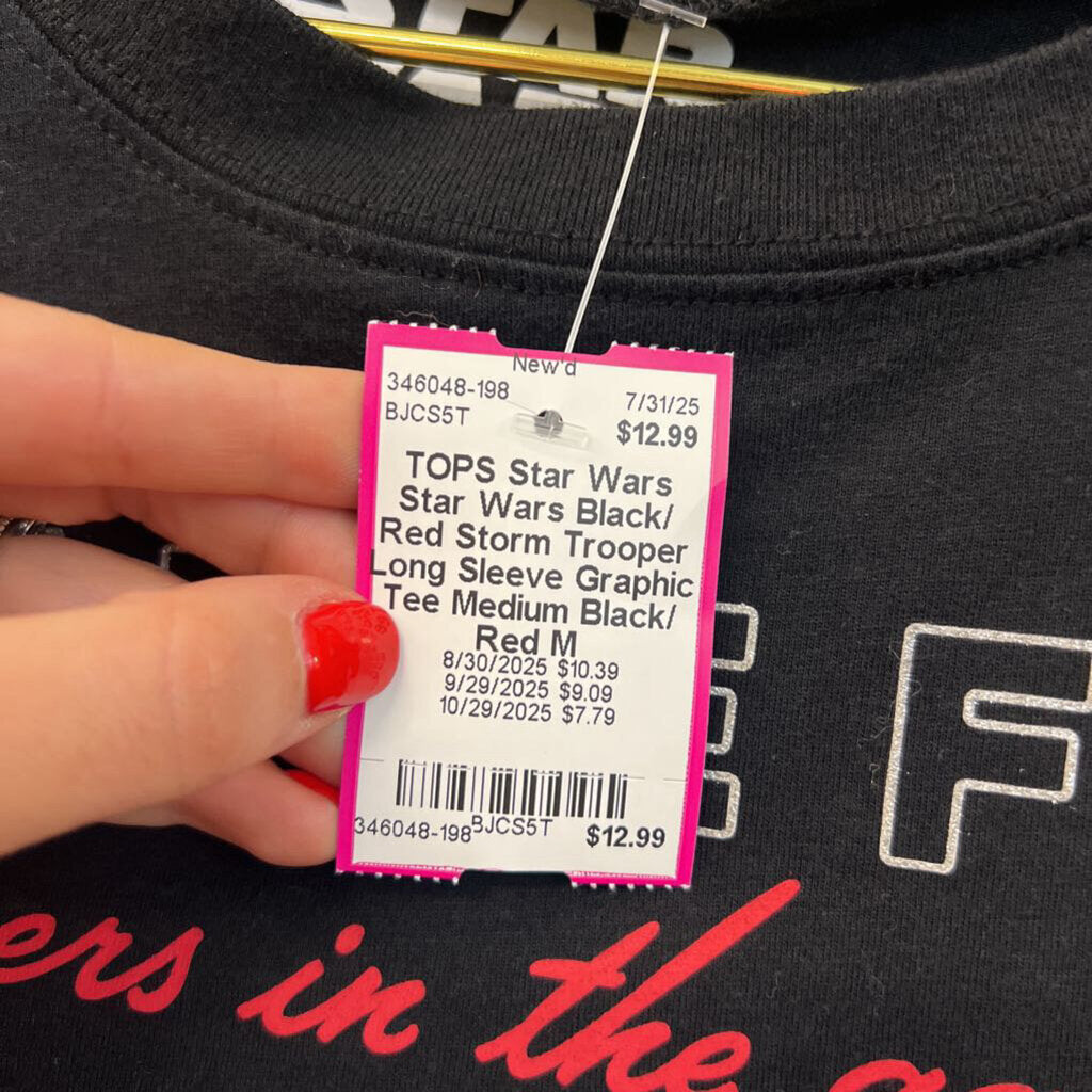 Star Wars Black/ Red Storm Trooper Long Sleeve Graphic Tee Medium