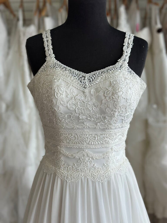 Lillian West 6431 Lace Tiered Skirt Bridal Dress 4