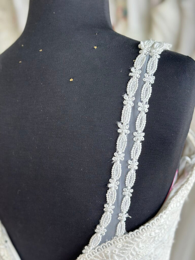 Lillian West 6431 Lace Tiered Skirt Bridal Dress 4