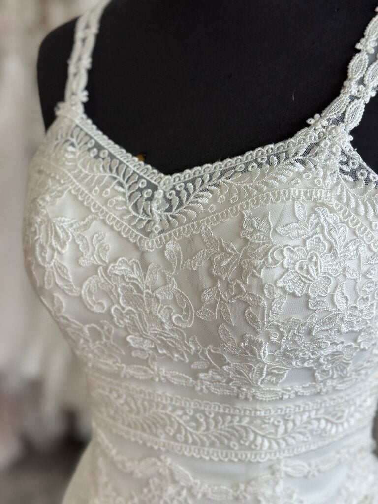 Lillian West 6431 Lace Tiered Skirt Bridal Dress 4