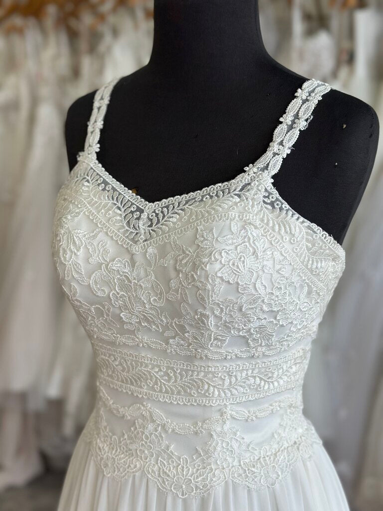 Lillian West 6431 Lace Tiered Skirt Bridal Dress 4