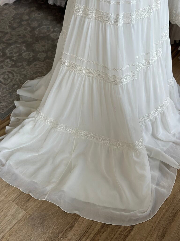 Lillian West 6431 Lace Tiered Skirt Bridal Dress 4