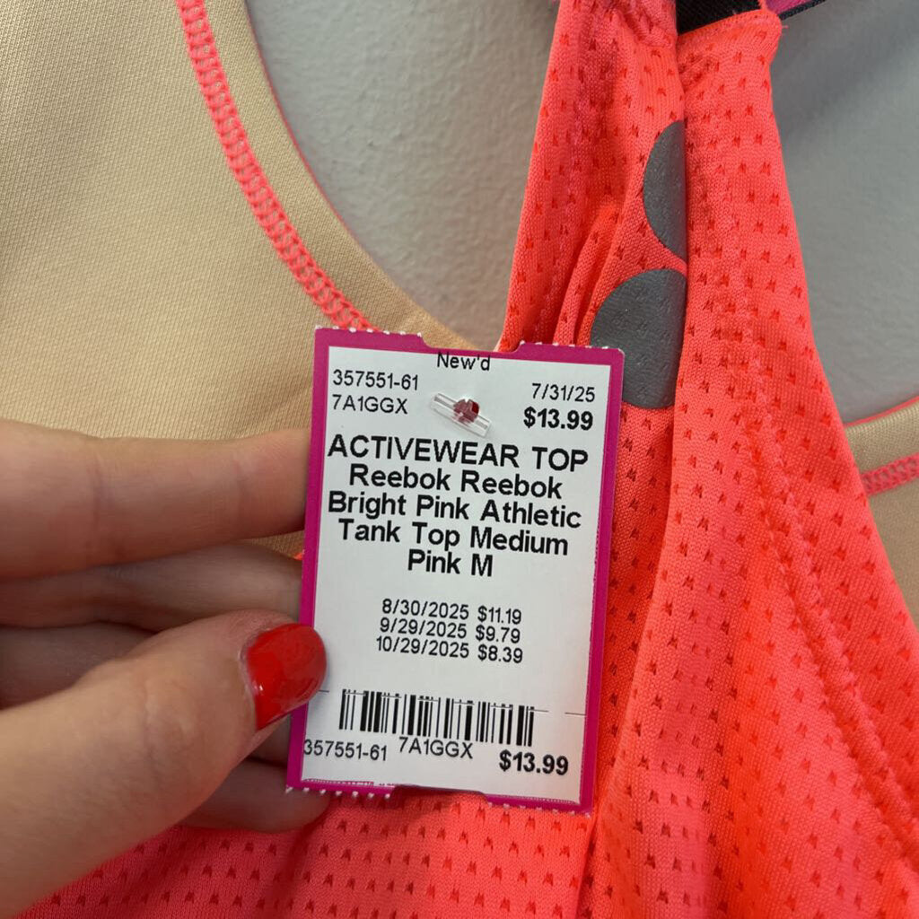 Reebok Bright Pink Athletic Tank Top Medium