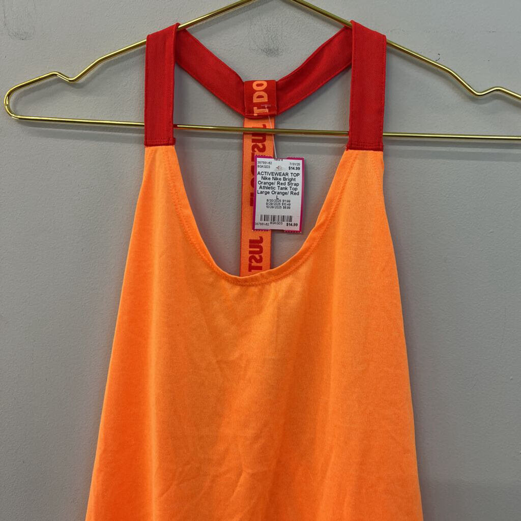 Nike Bright Orange/ Red Strap Athletic Tank Top Large