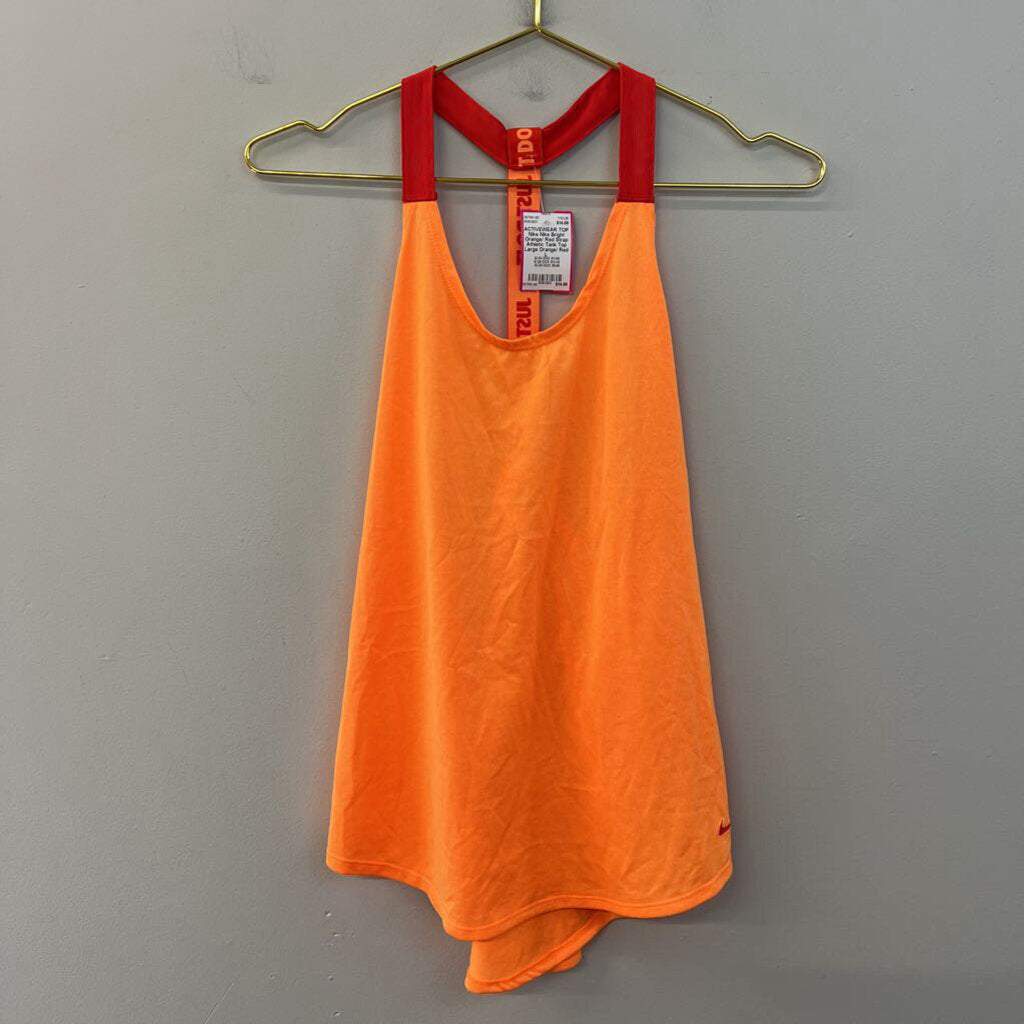 Nike Bright Orange/ Red Strap Athletic Tank Top Large