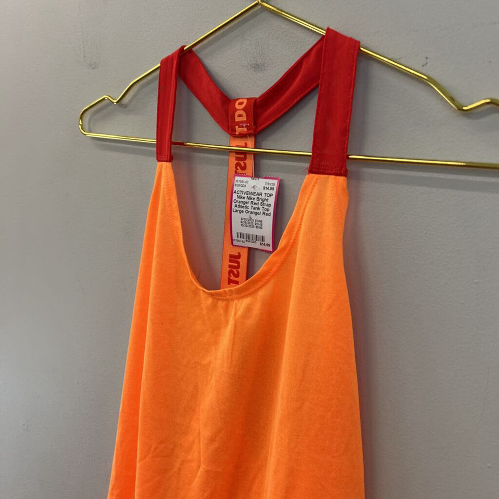 Nike Bright Orange/ Red Strap Athletic Tank Top Large