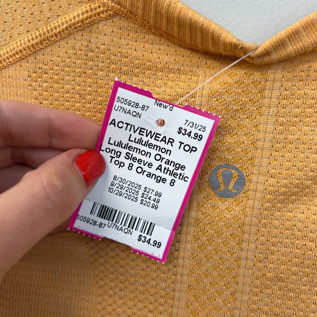 Lululemon Orange Long Sleeve Athletic Top 8