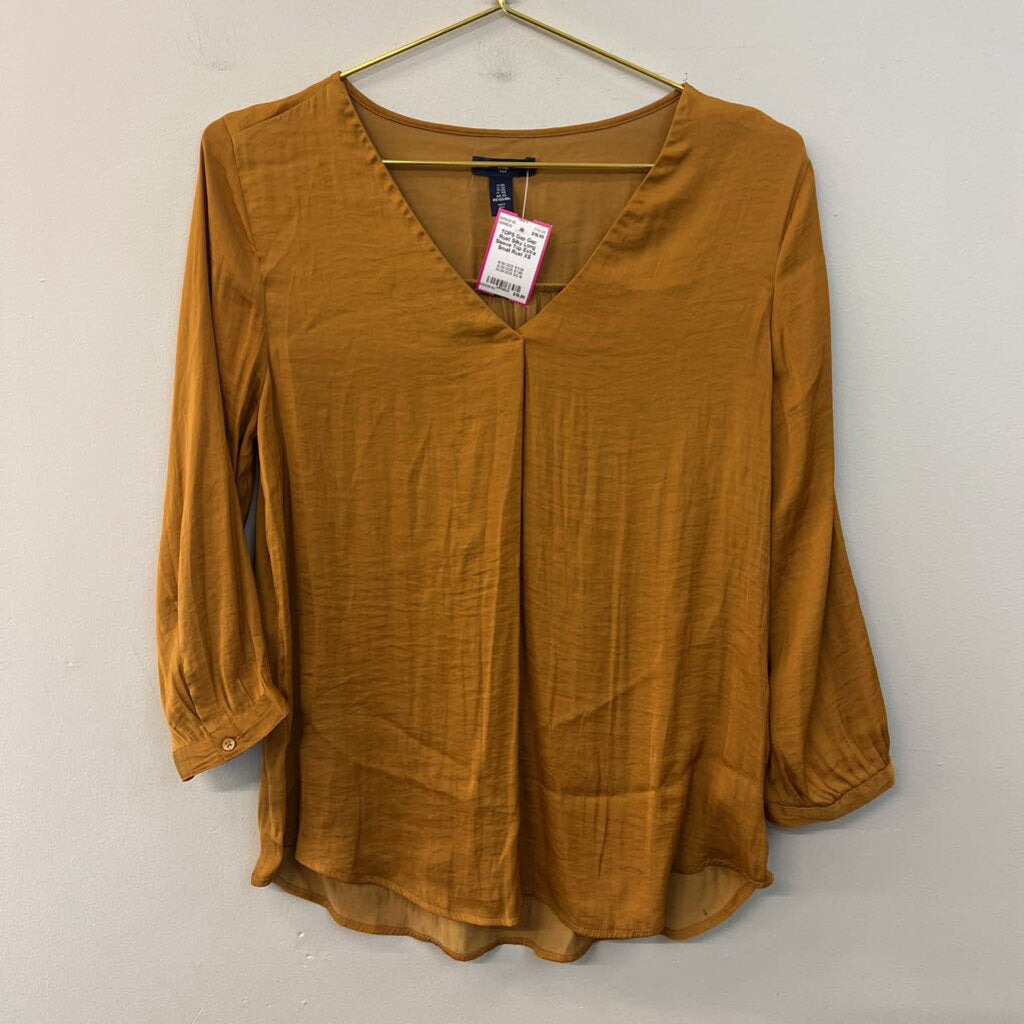 Gap Rust Silky Long Sleeve Top Extra Small