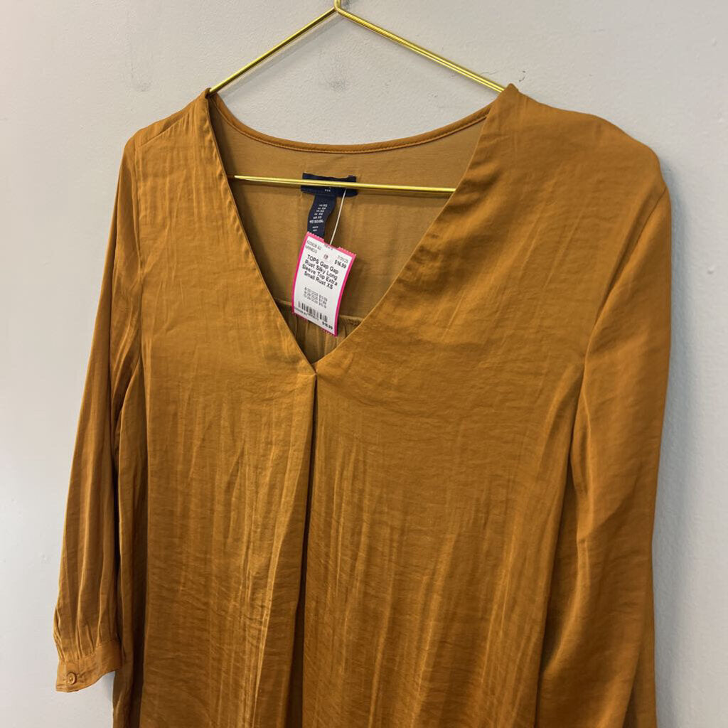 Gap Rust Silky Long Sleeve Top Extra Small