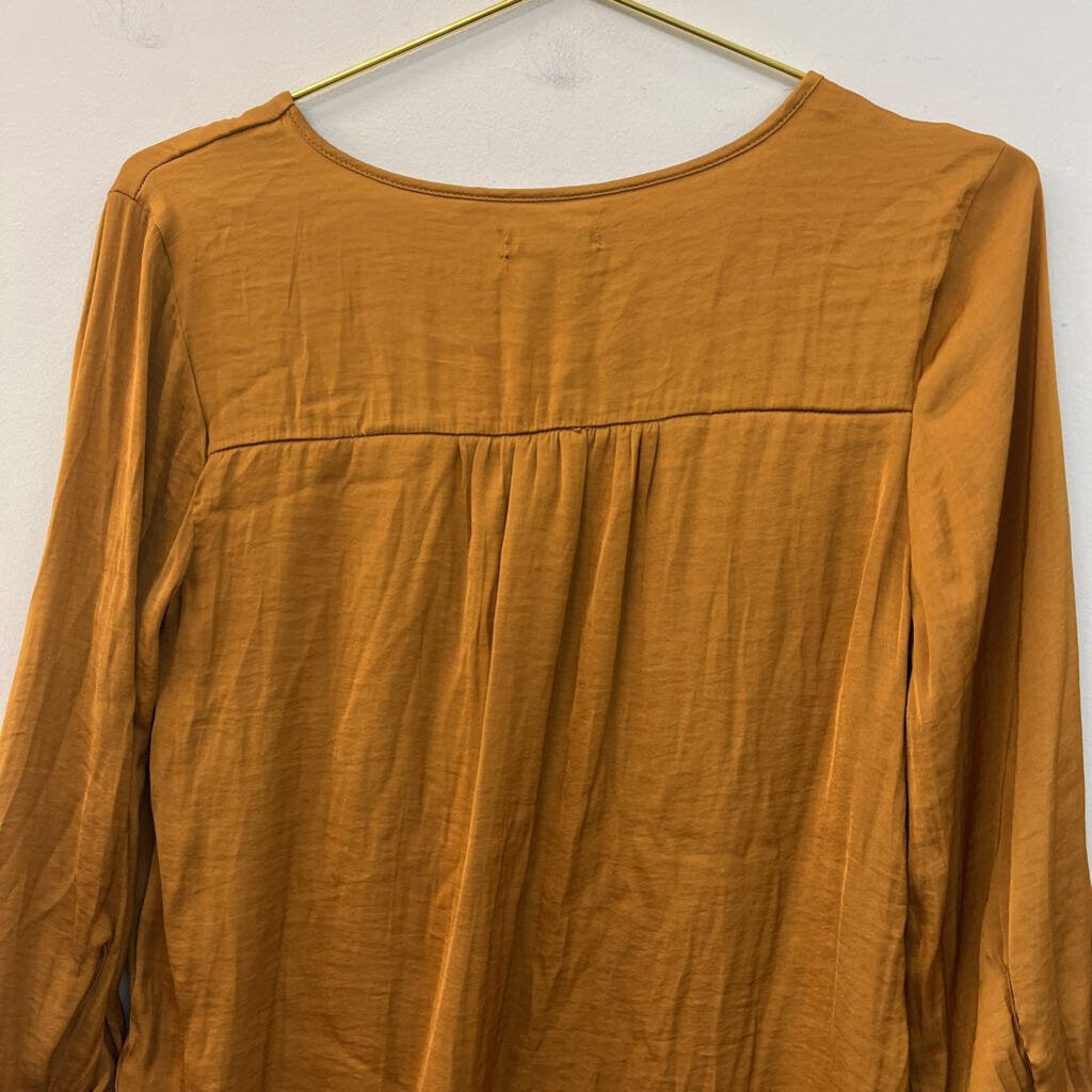 Gap Rust Silky Long Sleeve Top Extra Small