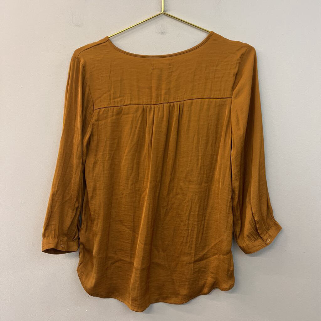 Gap Rust Silky Long Sleeve Top Extra Small
