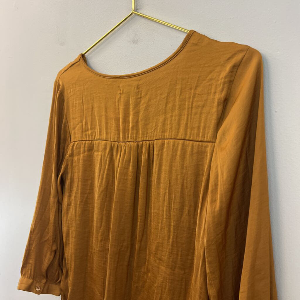 Gap Rust Silky Long Sleeve Top Extra Small