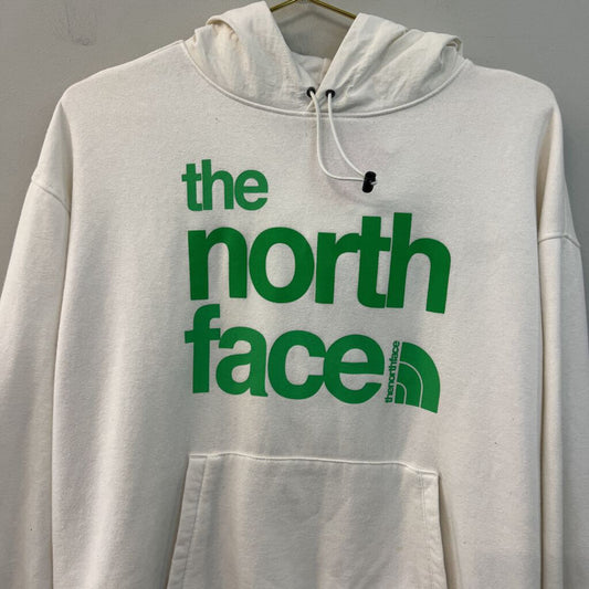 The North Face White/ Green Logo Hoodie Medium