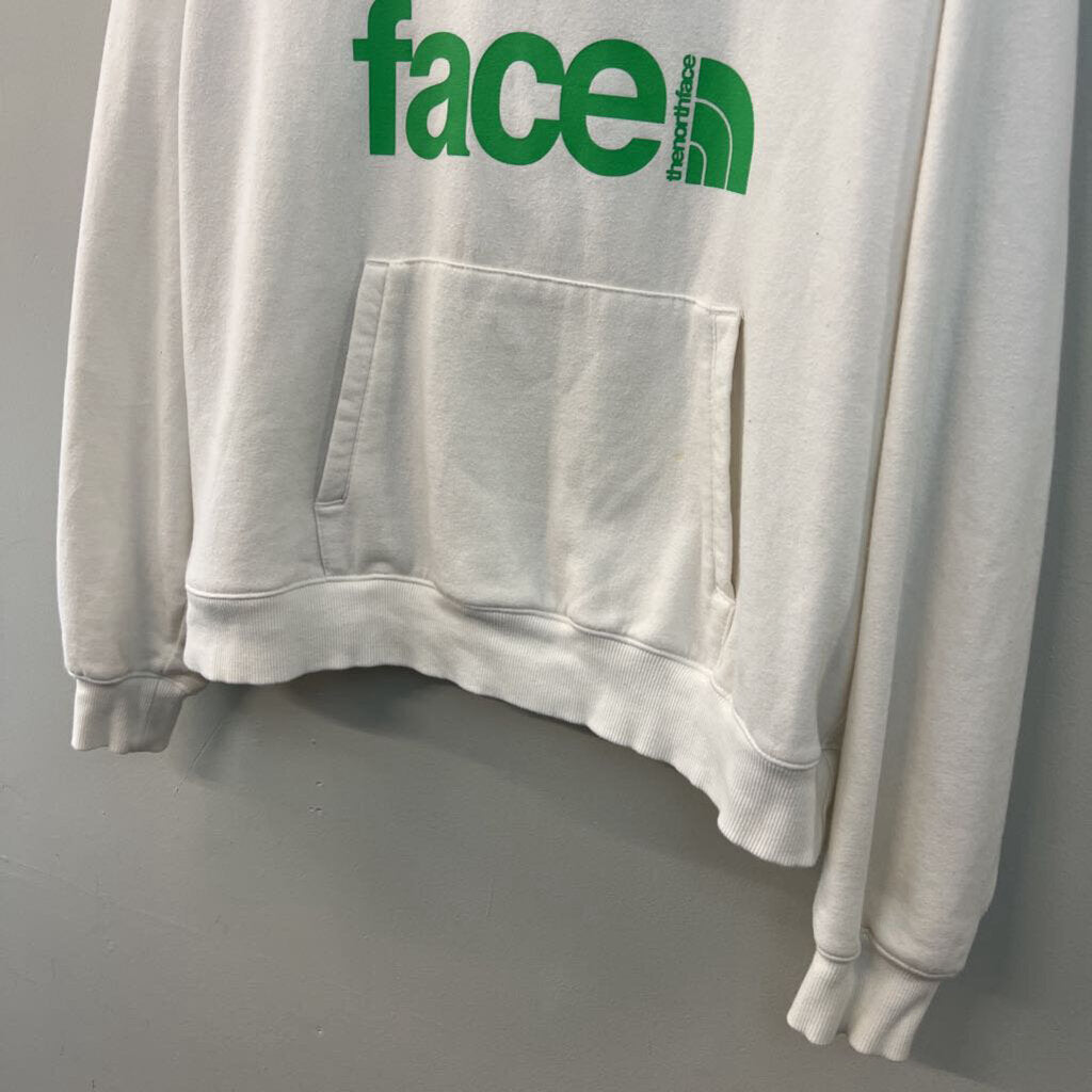The North Face White/ Green Logo Hoodie Medium