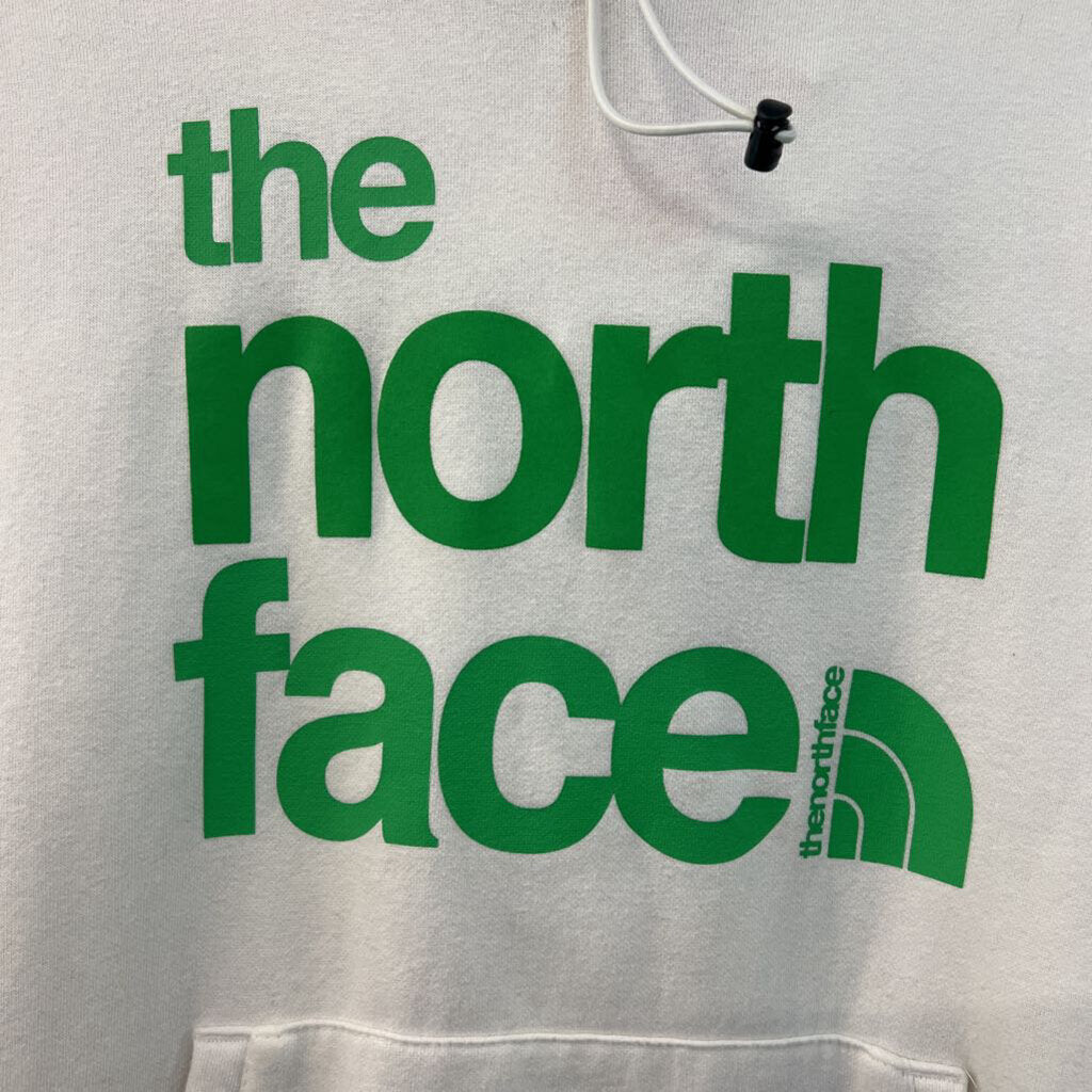 The North Face White/ Green Logo Hoodie Medium