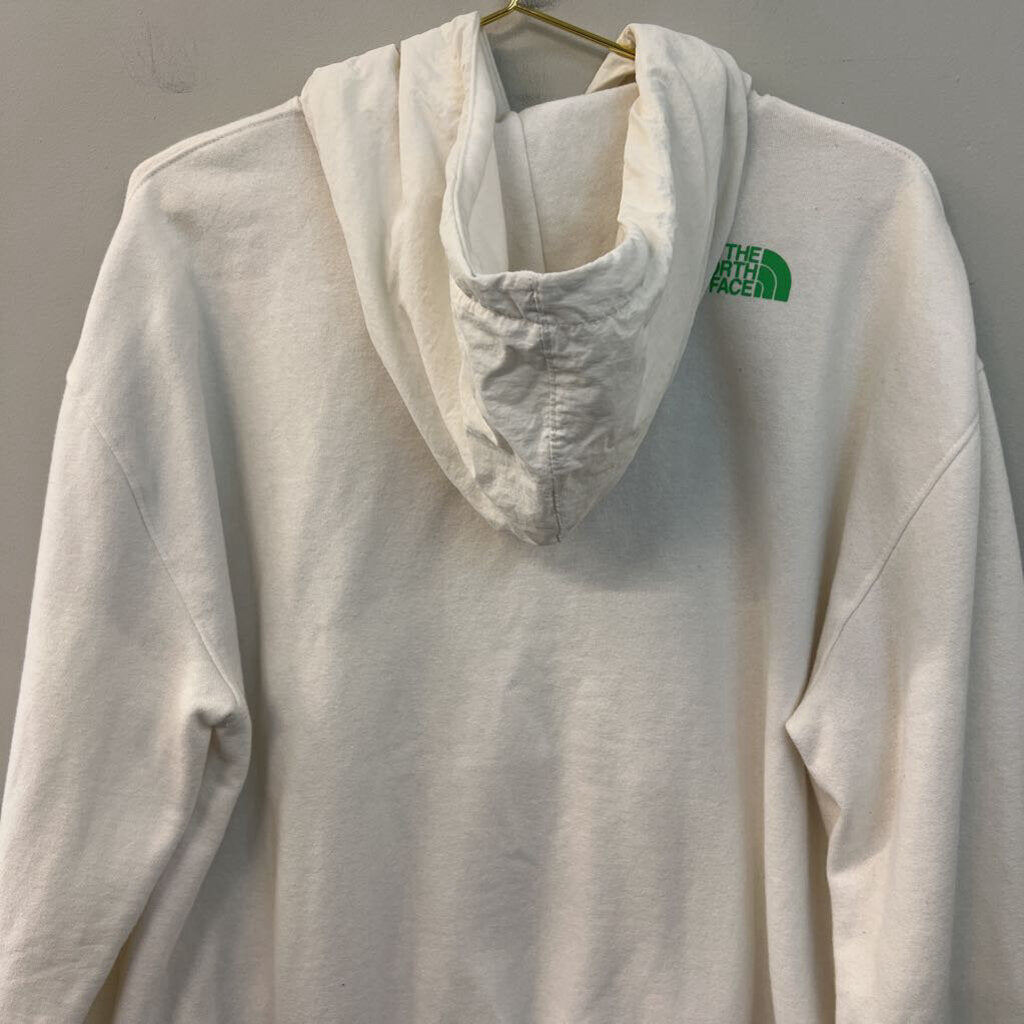 The North Face White/ Green Logo Hoodie Medium