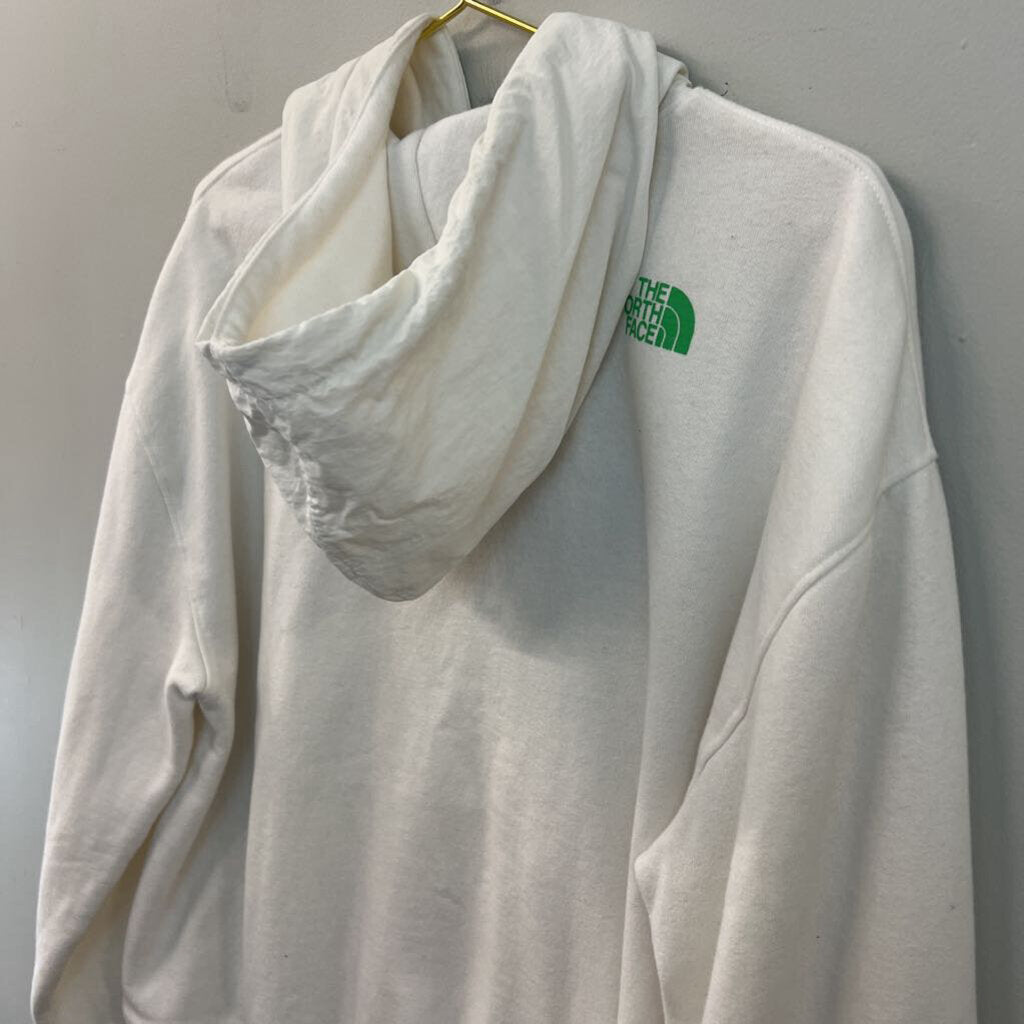 The North Face White/ Green Logo Hoodie Medium