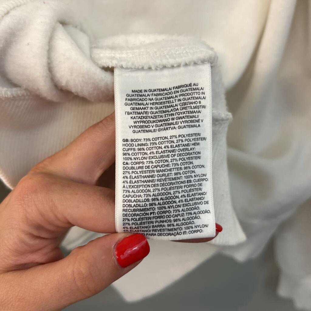 The North Face White/ Green Logo Hoodie Medium