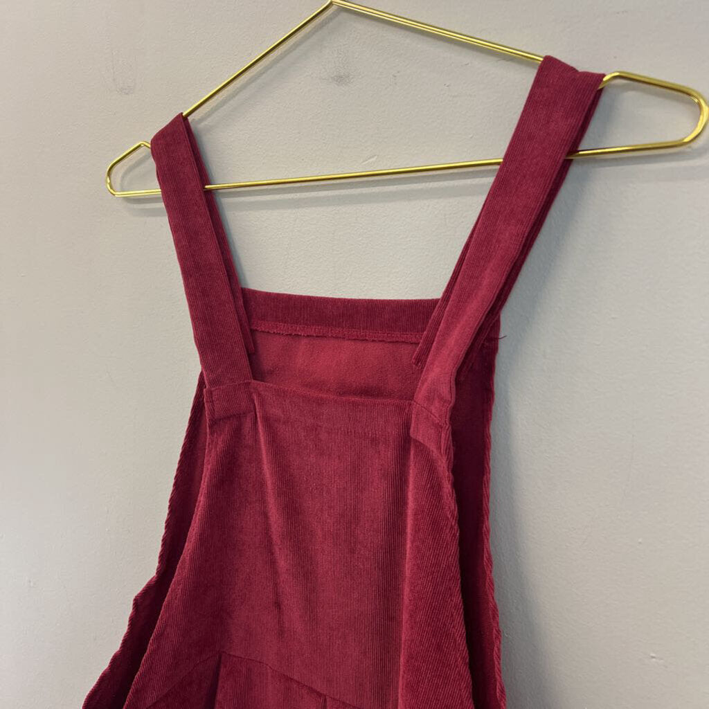 Burgundy Corduroy Overall Dress Small