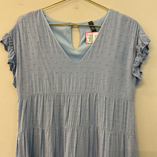 ALYA Blue Dot Detail Short Sleeve Dress Small