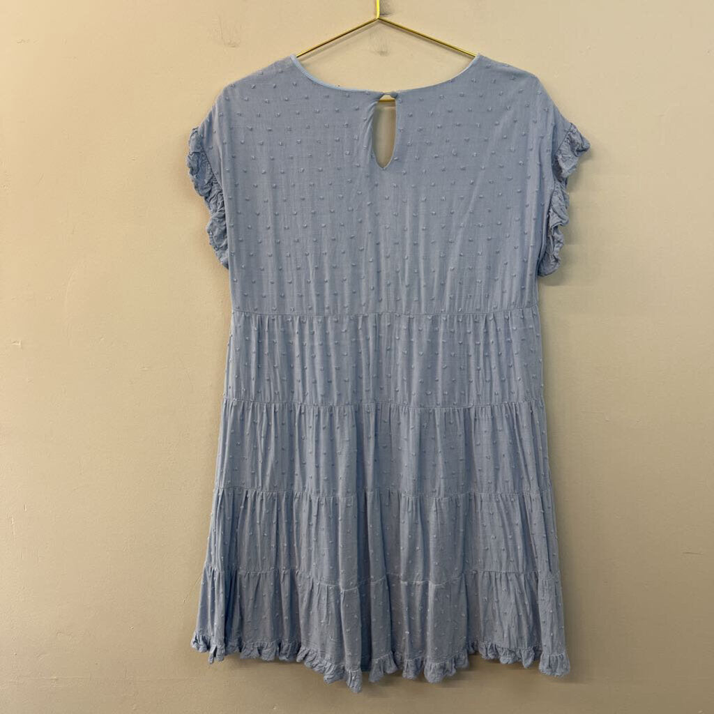 ALYA Blue Dot Detail Short Sleeve Dress Small