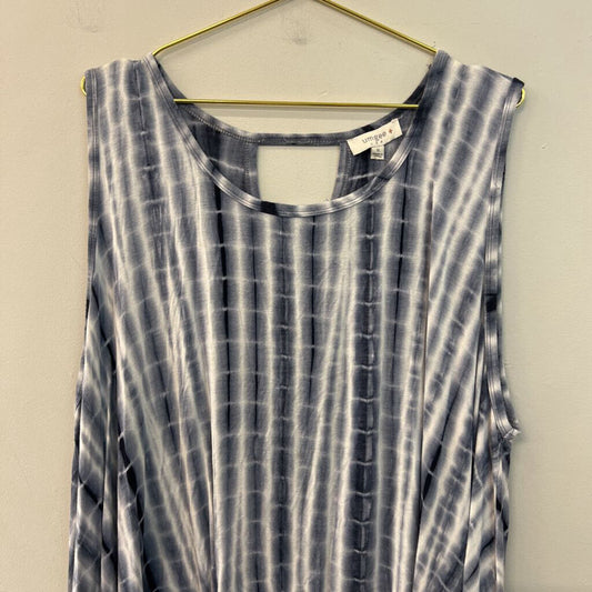 Umgee White/ Blue Tie Dye Print Tank Top Extra Large