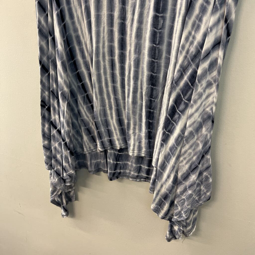 Umgee White/ Blue Tie Dye Print Tank Top Extra Large