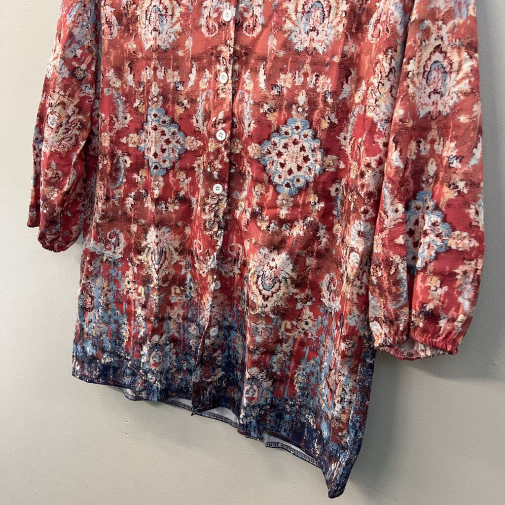 Orange/ Multi Print Button Front Top Large