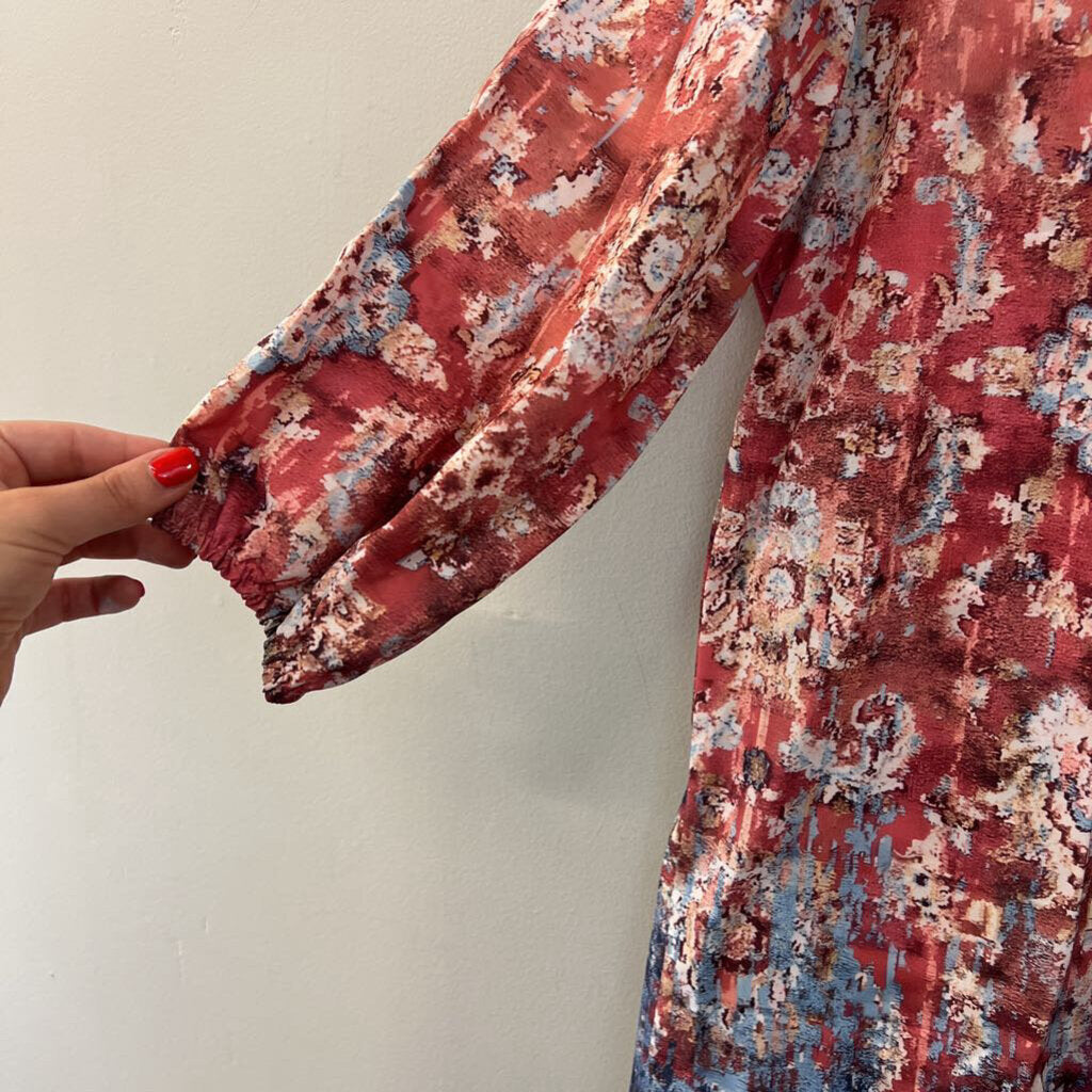 Orange/ Multi Print Button Front Top Large