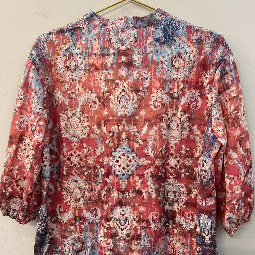 Orange/ Multi Print Button Front Top Large